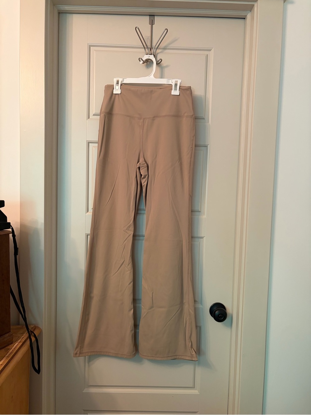 High-Waist Flared Yoga Pants in Beige